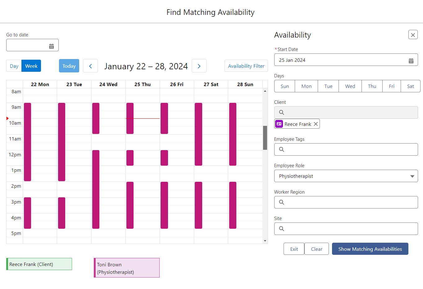 Find Matching Availability form