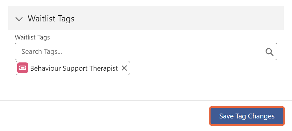 Save Tag Changes button