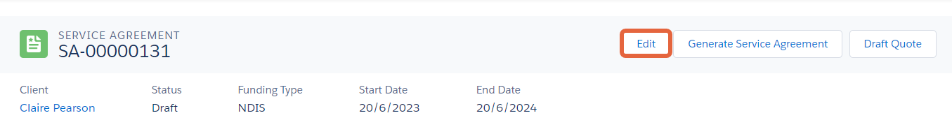 service agreement edit button