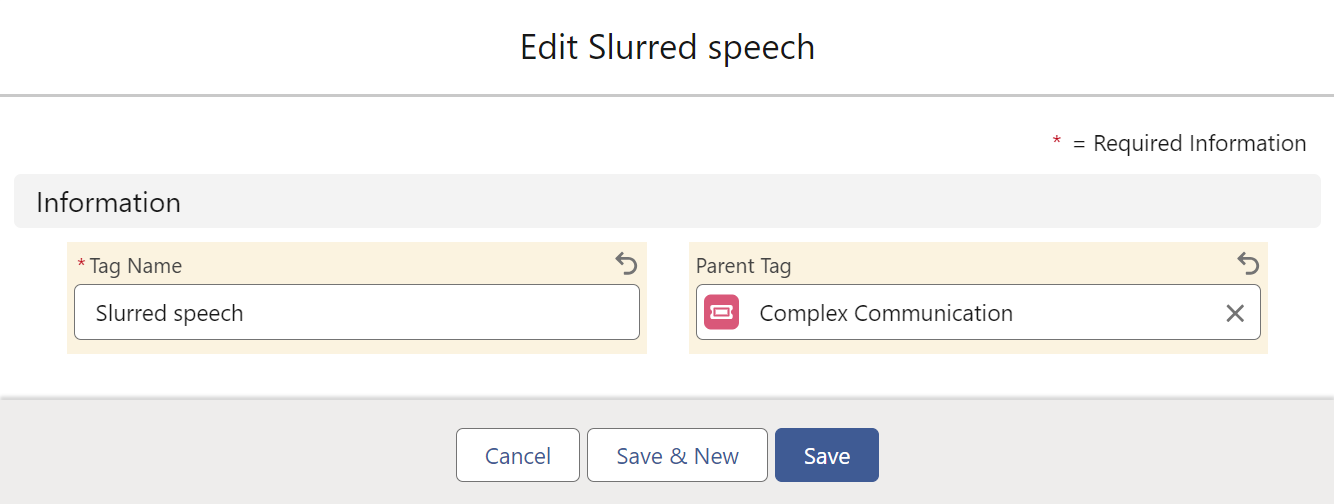 Skill tag with Parent Tag populated