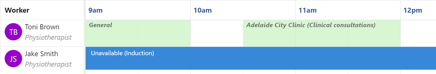 Availability and unavailability blocks