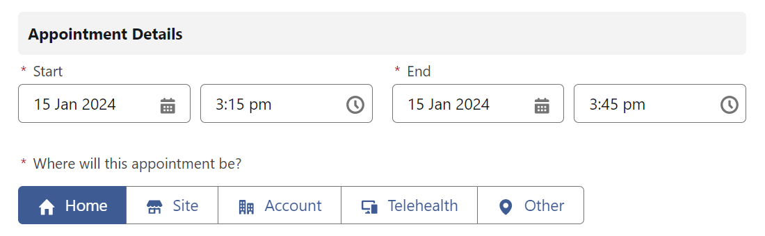 Appointment details section