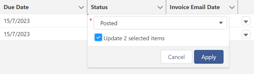Status field popup