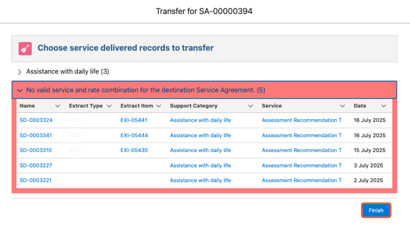 Transfer SD list of records that won't be included